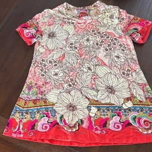 Johnny Was Pink and Cream Floral Top